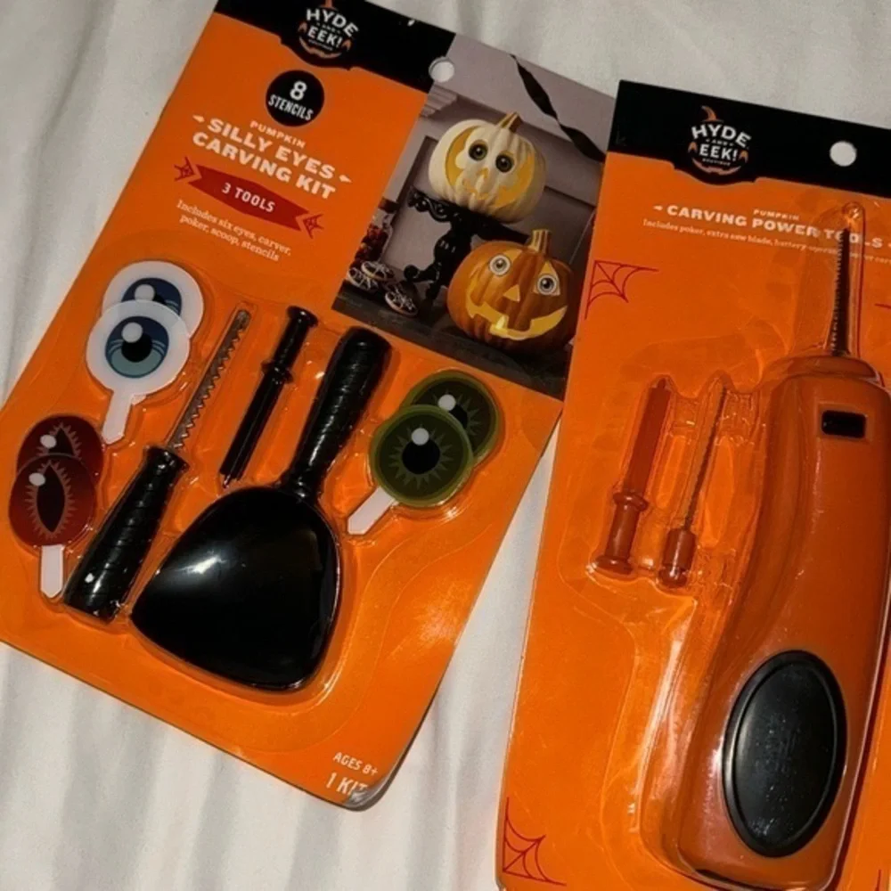 Halloween Hyde Eek Pumpkin Silly Eye Stencils Power Tool & Carving Kit Bundle